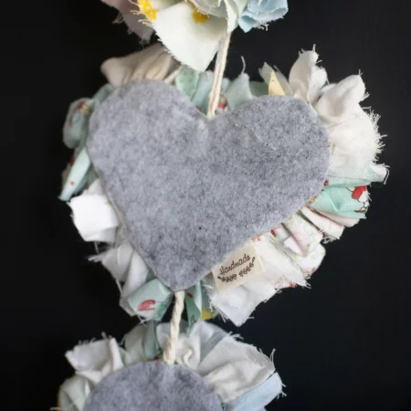 Hanging Rag Rug Heart Wreath | Handmade Wall Art | Rustic Home | Nursery Decor