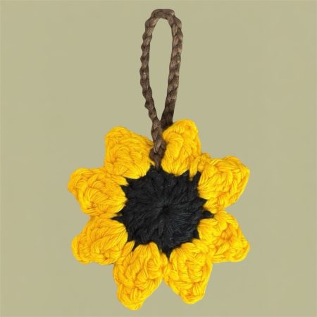 Handmade Sunflower Crochet Crossbody Bag with Removable Charms