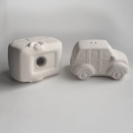 Ceramic painting – Car & caravan salt & pepper pots