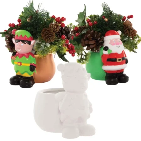 Ceramic painting – Christmas plant pot holder - santa
