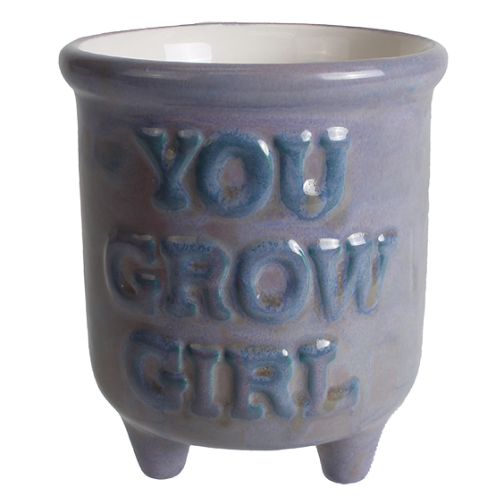 Ceramic painting – You grow girl plant pot holder