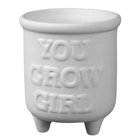 Ceramic painting – You grow girl plant pot holder
