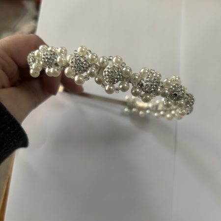 Pearl and crystal bead headband