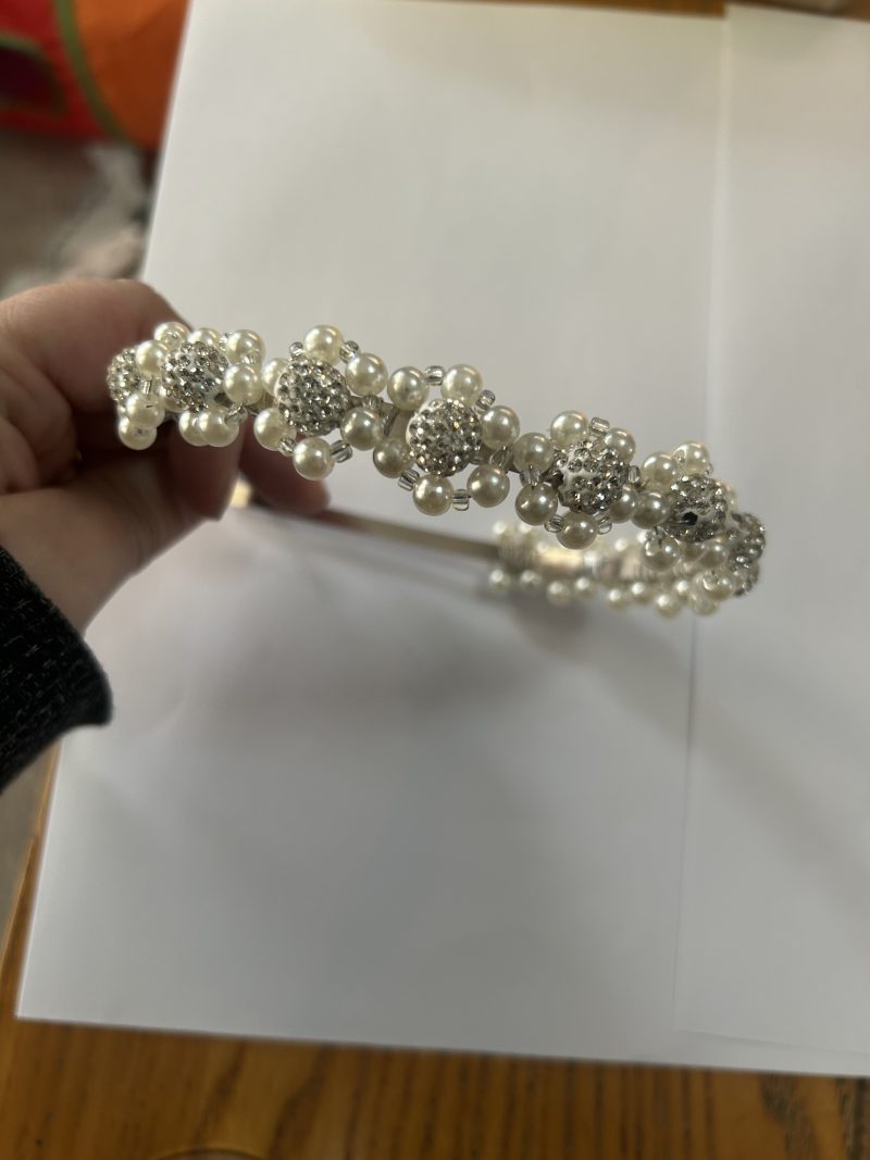 Pearl and crystal bead headband