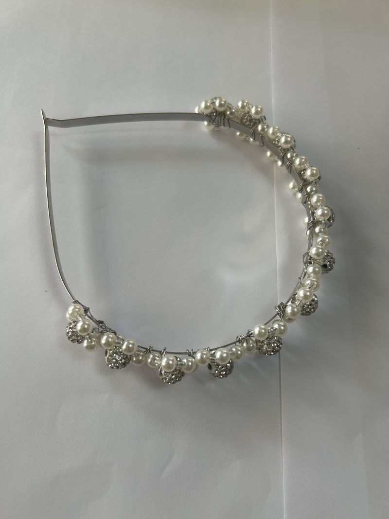 Pearl and crystal bead headband