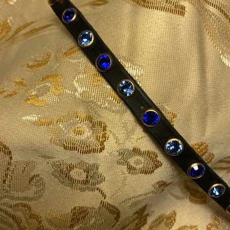 Swarovski style crystal Leather cuff light blue and dark blue crystals
