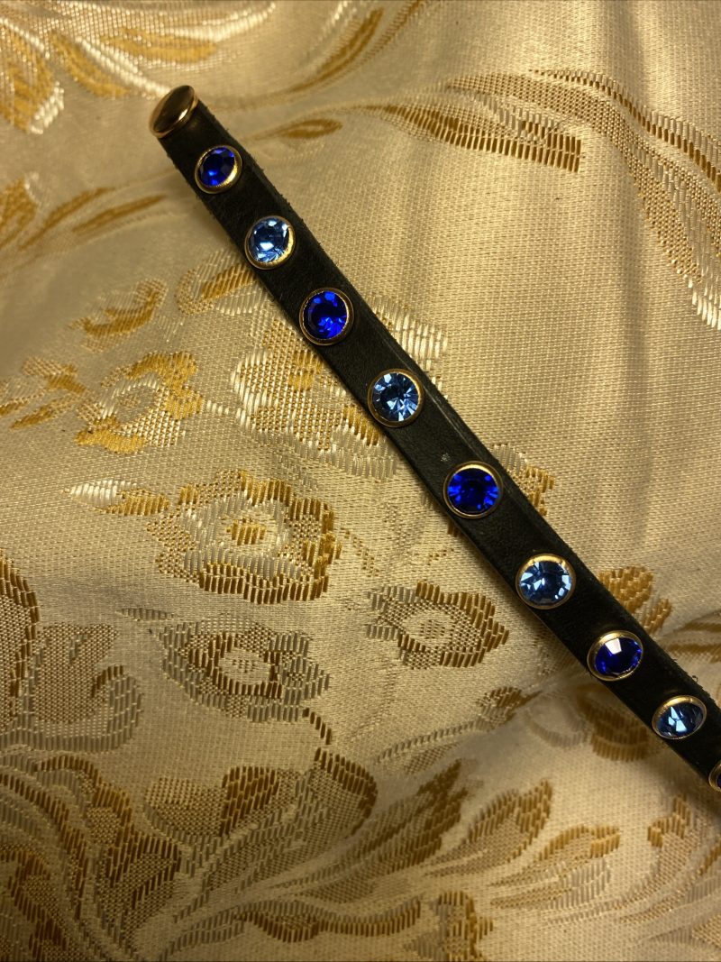 Swarovski style crystal Leather cuff light blue and dark blue crystals