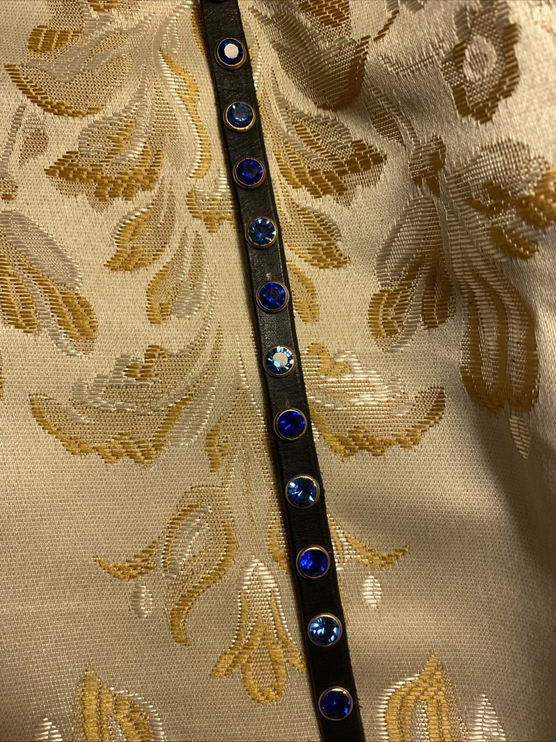 Swarovski style crystal Leather cuff light blue and dark blue crystals