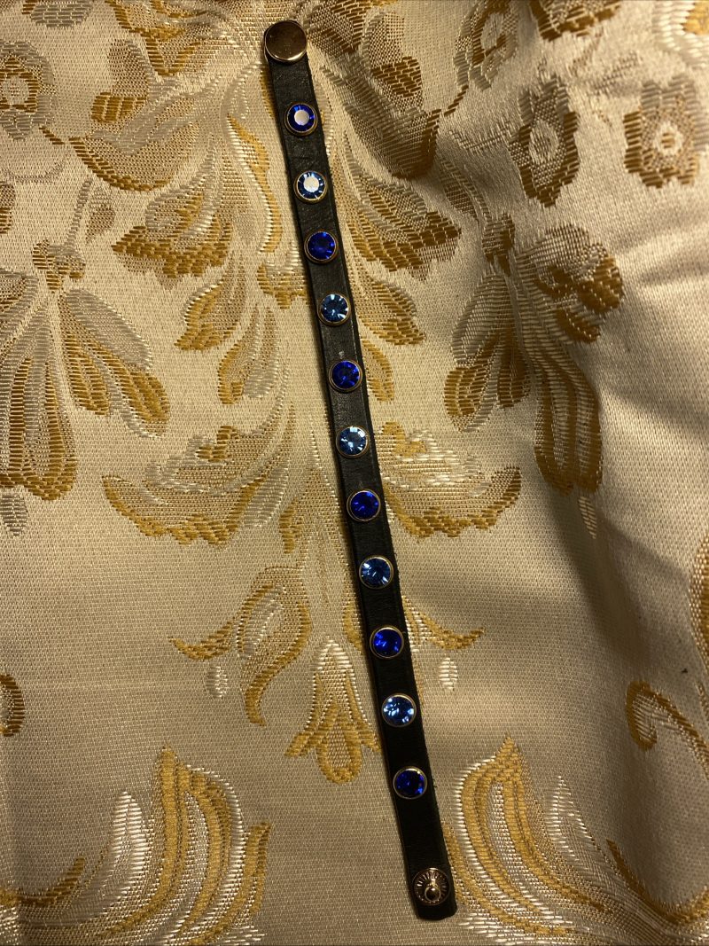 Swarovski style crystal Leather cuff light blue and dark blue crystals
