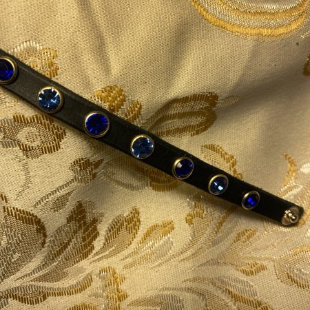 Swarovski style crystal Leather cuff light blue and dark blue crystals