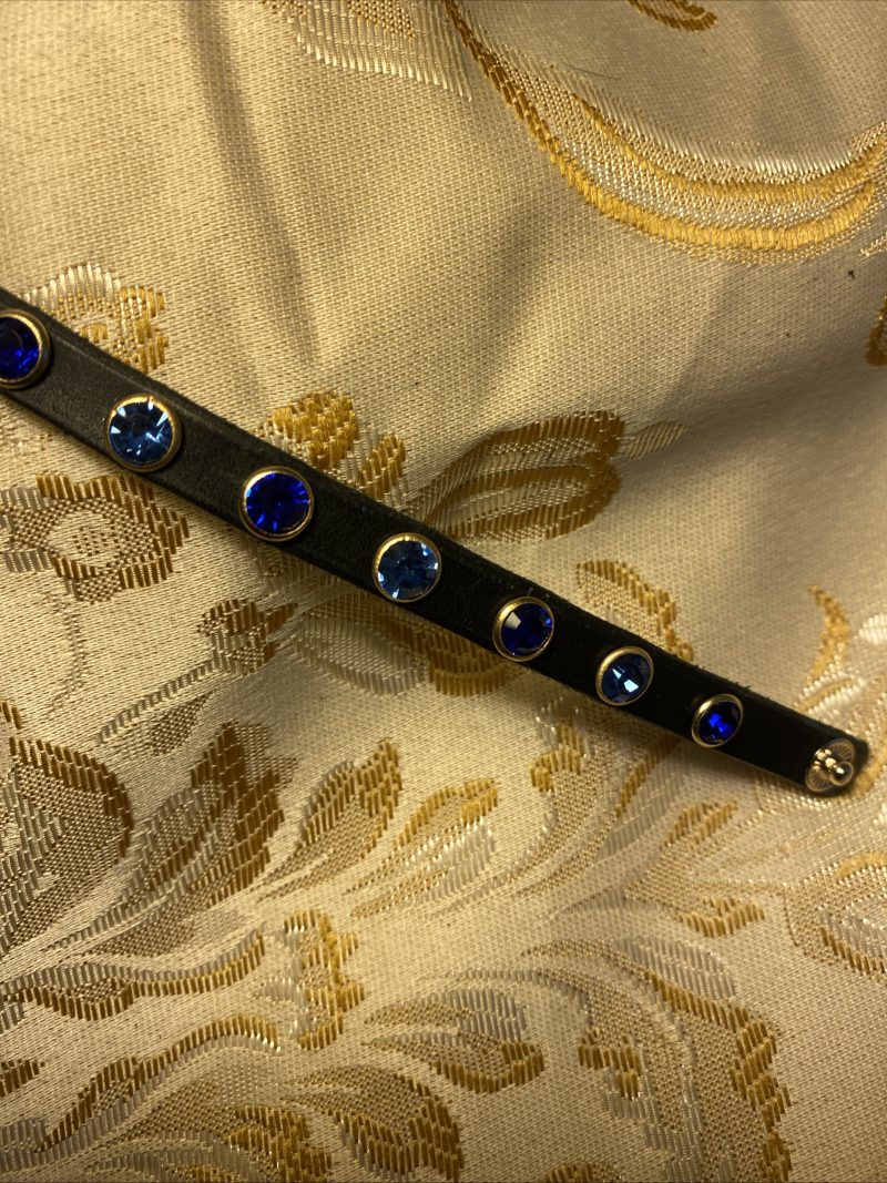 Swarovski style crystal Leather cuff light blue and dark blue crystals