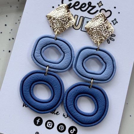 Layered Circle Polymer Clay Earrings | Gold Textured Studs | Lightweight Statement Jewellery