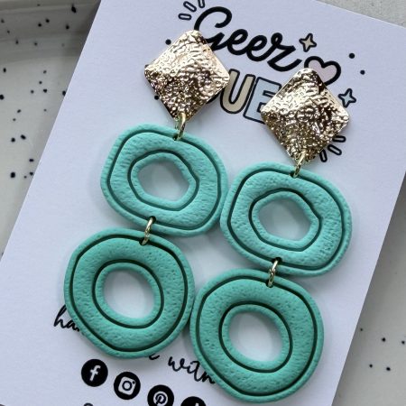 Layered Circle Polymer Clay Earrings | Gold Textured Studs | Lightweight Statement Jewellery