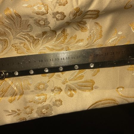 Dog collar italian black leather and white crystals for small dog