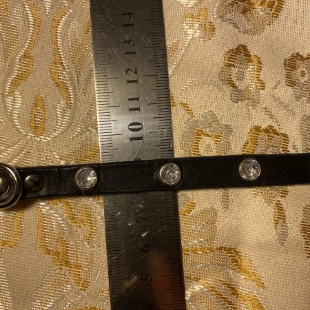 Dog collar italian black leather and white crystals for small dog
