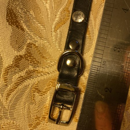 Dog collar italian black leather and white crystals for small dog