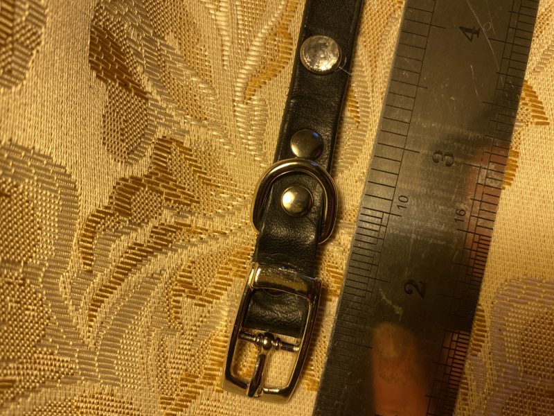 Dog collar italian black leather and white crystals for small dog