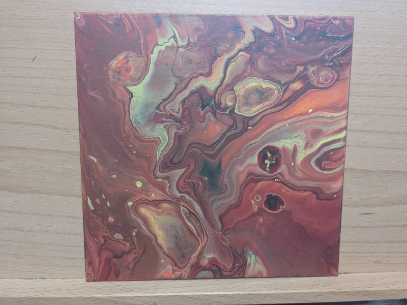 Autumn Flair 8x8" Acrylic Pour Canvas