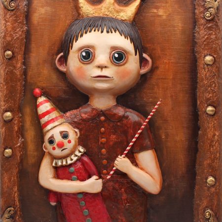 OOAK 3D Relief Portrait, Paper Clay & Air-Dry Clay, 30x42 cm, Warm Brown Gothic Wall Art