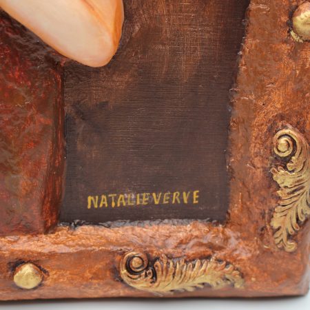 OOAK 3D Relief Portrait, Paper Clay & Air-Dry Clay, 30x42 cm, Warm Brown Gothic Wall Art