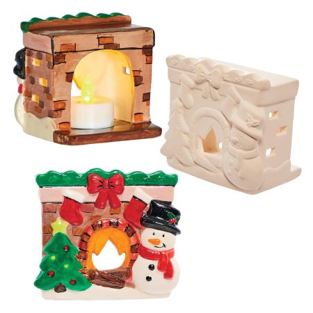 Ceramic painting – Christmas fireplace tealight holder