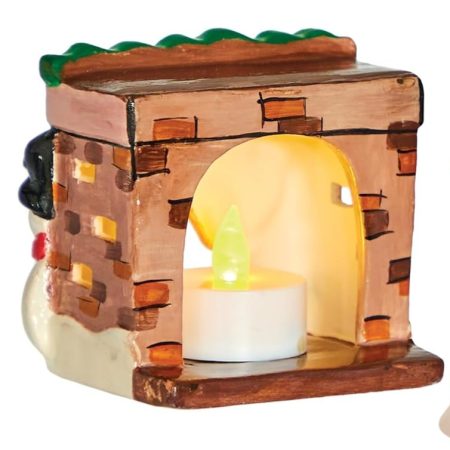 Ceramic painting – Christmas fireplace tealight holder