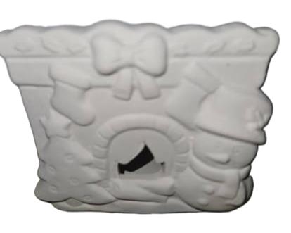 Ceramic painting – Christmas fireplace tealight holder