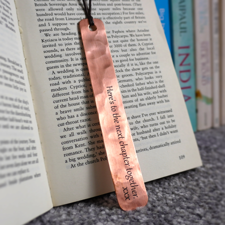 Personalized Hammered Copper Bookmark – Upcycled & Unique