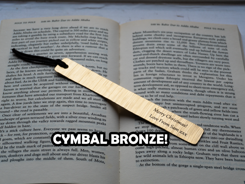 Personalized Cymbal Bronze Bookmark – Handmade Musician Gift