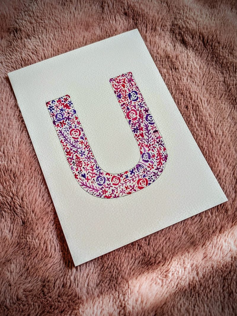 Floral Watercolour Painting Initials – WITH FRAME