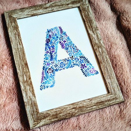 Floral Watercolour Painting Initials – WITH FRAME
