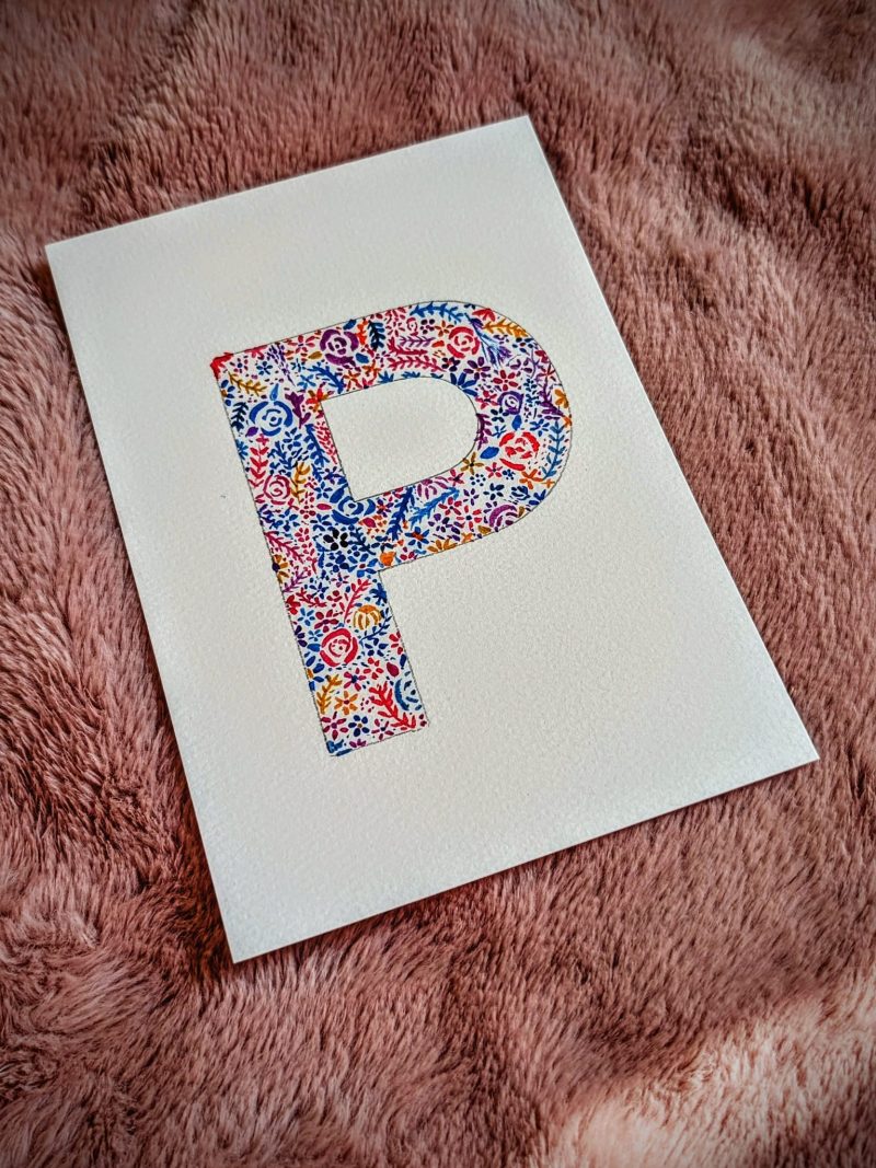 Floral Watercolour Painting Initials – WITH FRAME