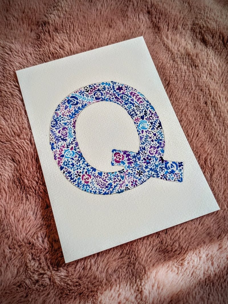 Floral Watercolour Painting Initials – WITH FRAME