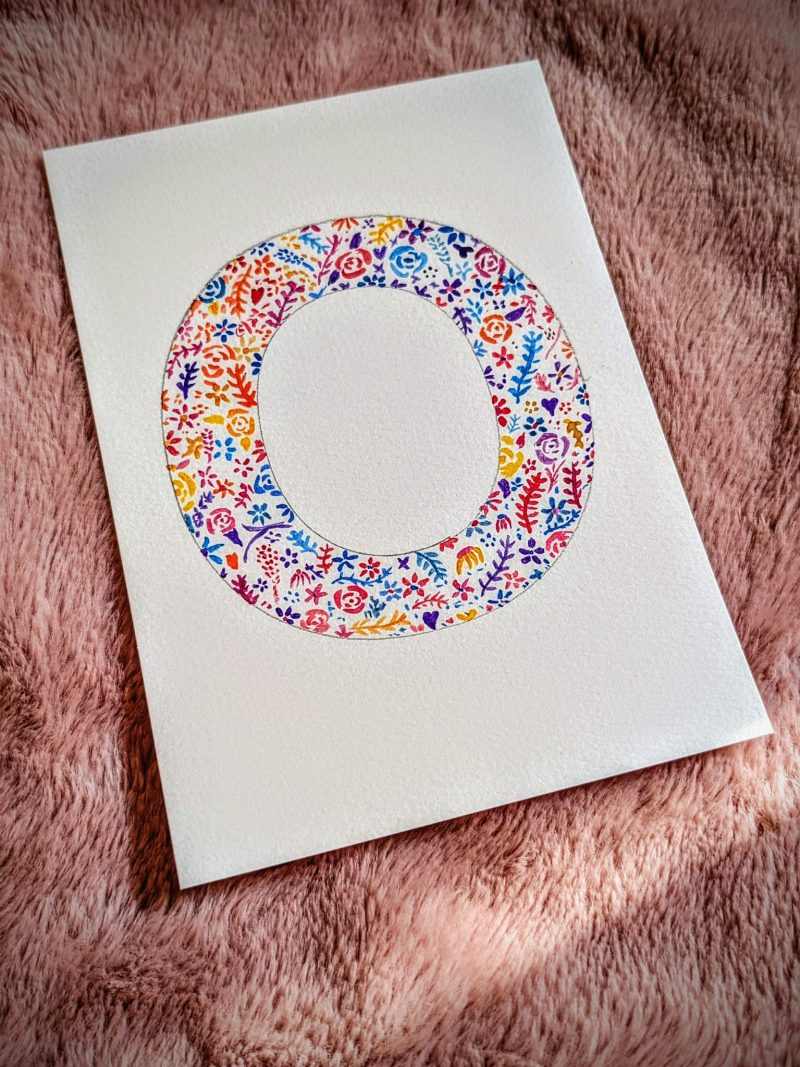 Floral Watercolour Painting Initials – WITH FRAME