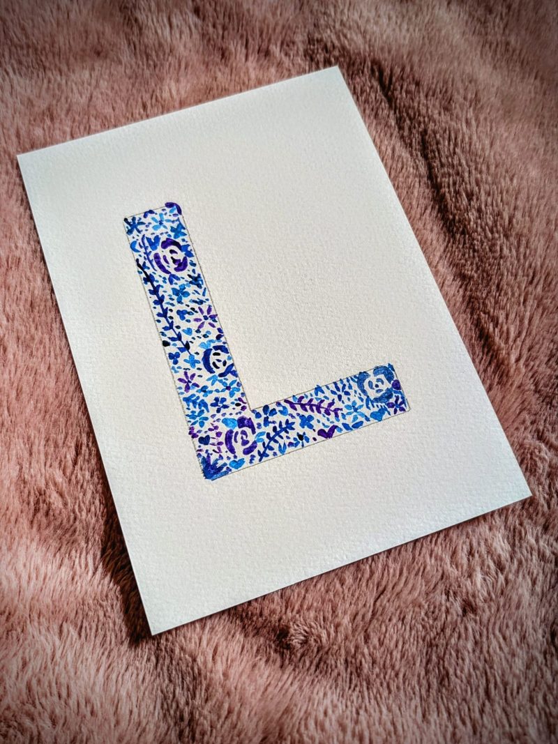 Floral Watercolour Painting Initials – WITH FRAME