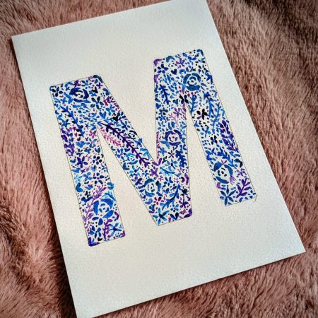Floral Watercolour Painting Initials – WITH FRAME