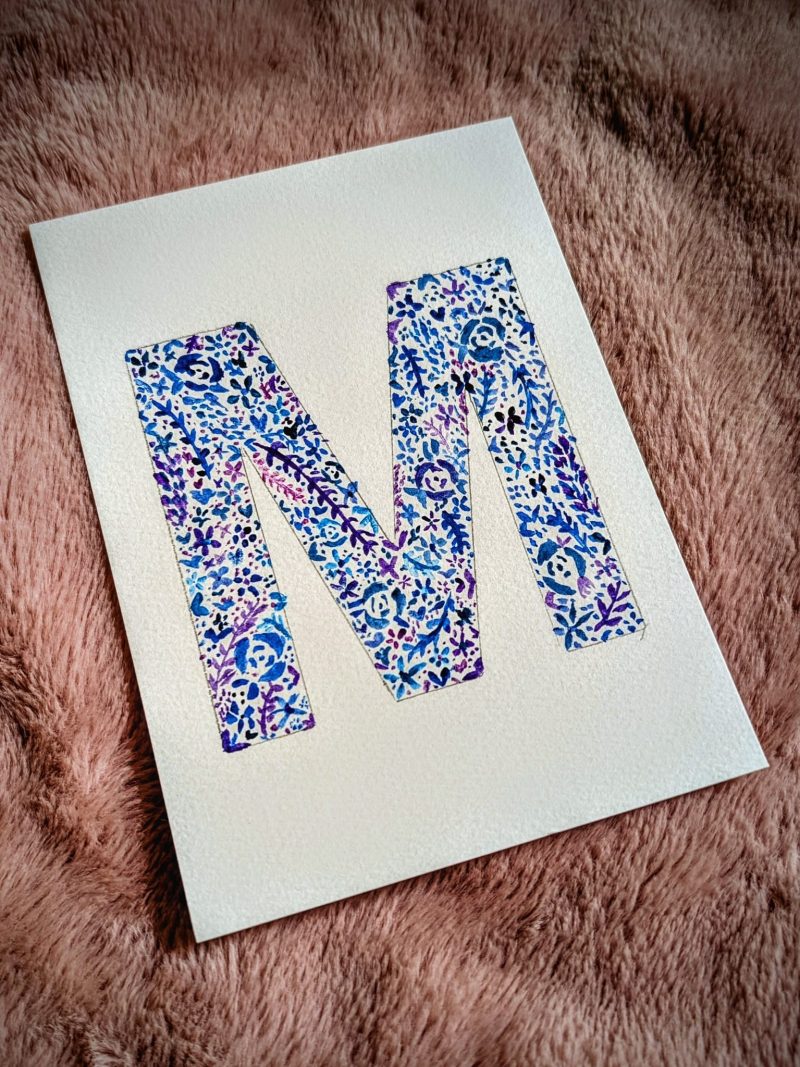 Floral Watercolour Painting Initials – WITH FRAME