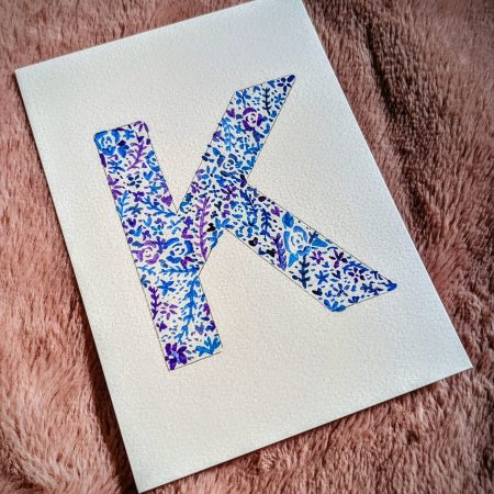 Floral Watercolour Painting Initials – WITH FRAME
