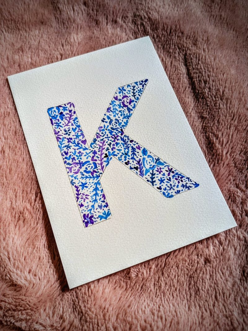 Floral Watercolour Painting Initials – WITH FRAME