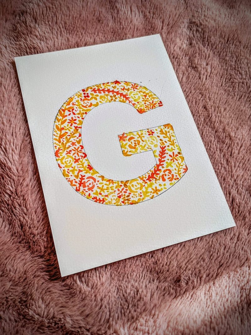 Floral Watercolour Painting Initials – WITH FRAME