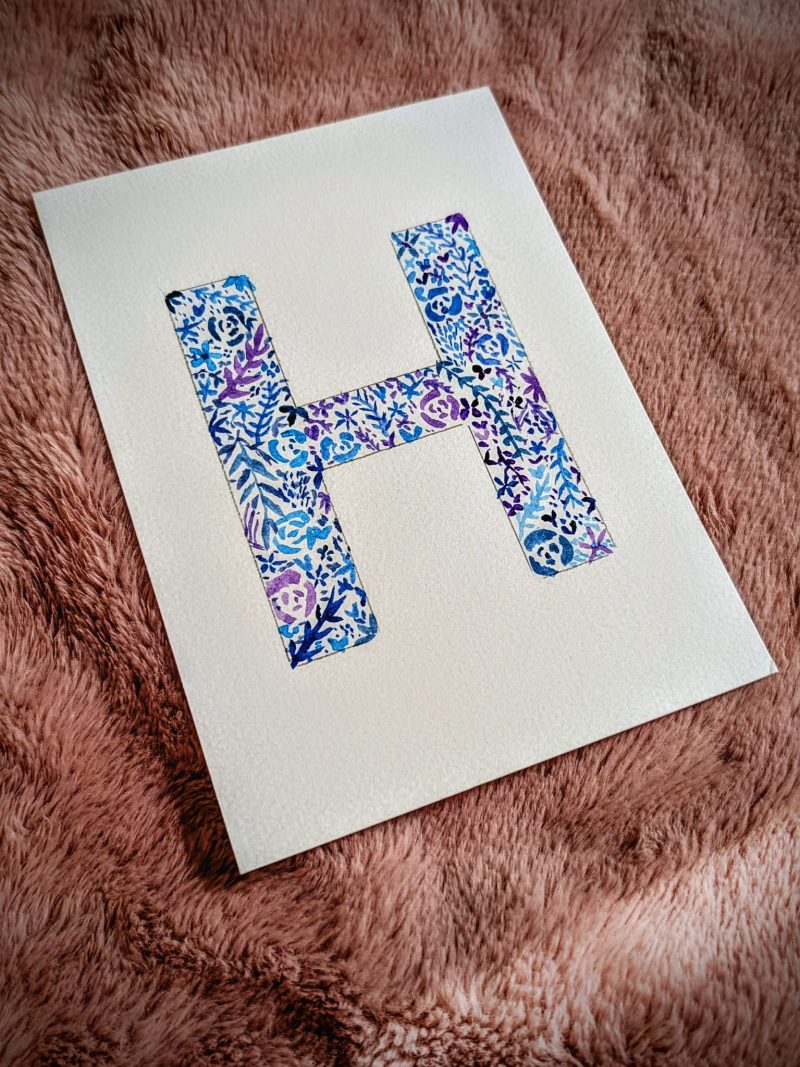 Floral Watercolour Painting Initials – WITH FRAME