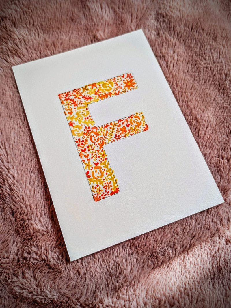 Floral Watercolour Painting Initials – WITH FRAME