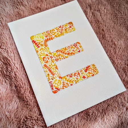 Floral Watercolour Painting Initials – WITH FRAME