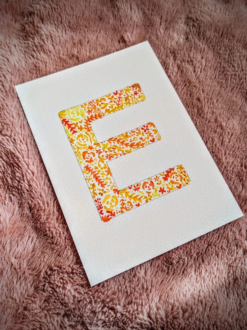 Floral Watercolour Painting Initials – WITH FRAME