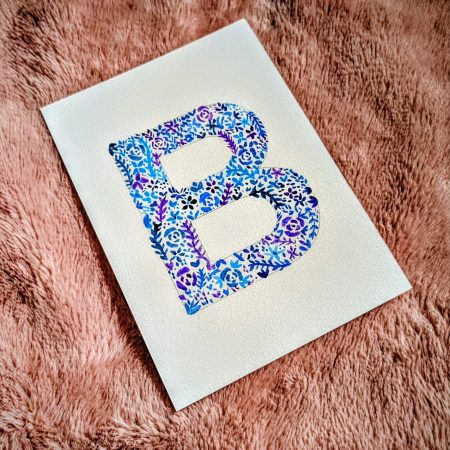 Floral Watercolour Painting Initials – WITH FRAME
