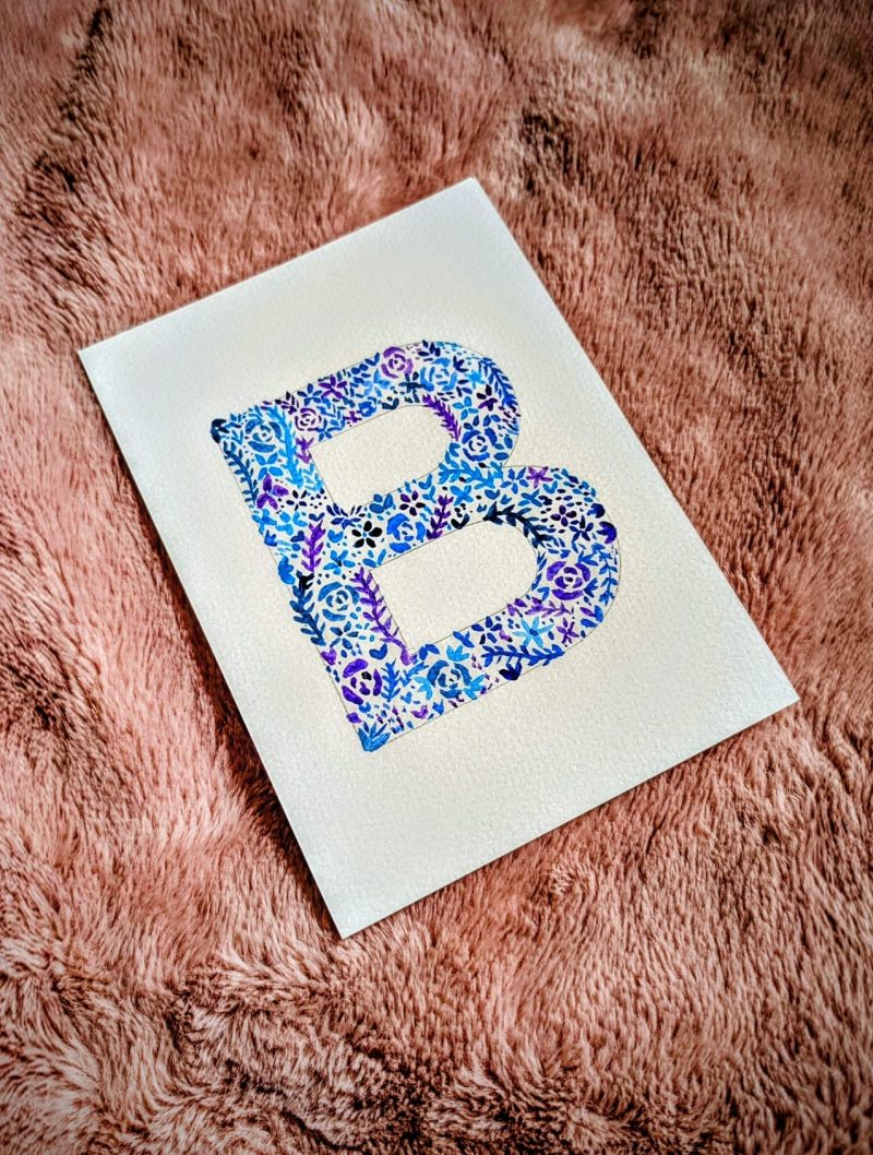 Floral Watercolour Painting Initials – WITH FRAME