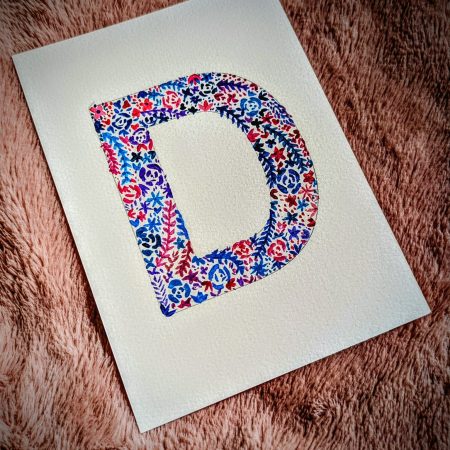 Floral Watercolour Painting Initials – WITH FRAME