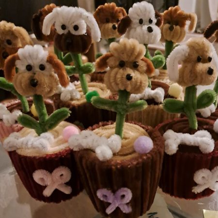 Funny Dog Lover Gift, Pipe Cleaner Pot and Dog Head Flower
