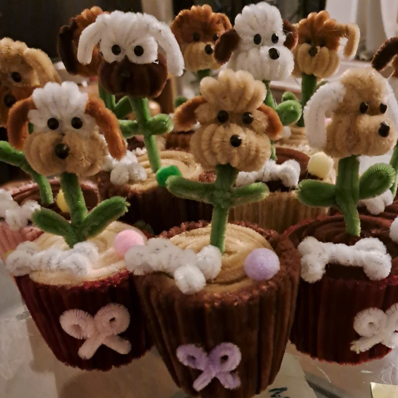 Funny Dog Lover Gift, Pipe Cleaner Pot and Dog Head Flower