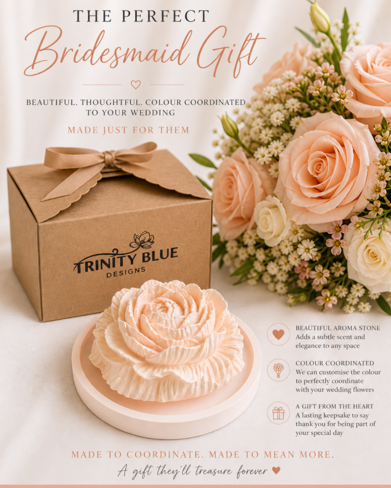 Scented peony eco-resin aroma stone passive diffuser on coaster
